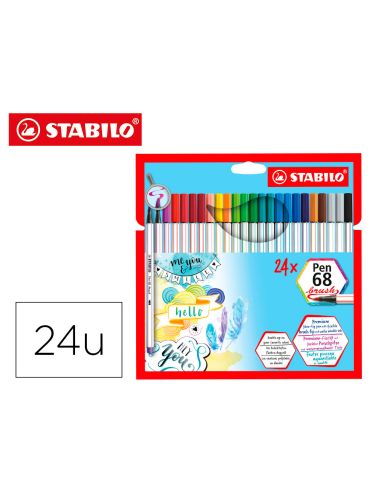 Rotulador Stabilo Acuarelable Pen 68 Brush Punta Pincel Estuche De 24 Unidades Colores Surtidos