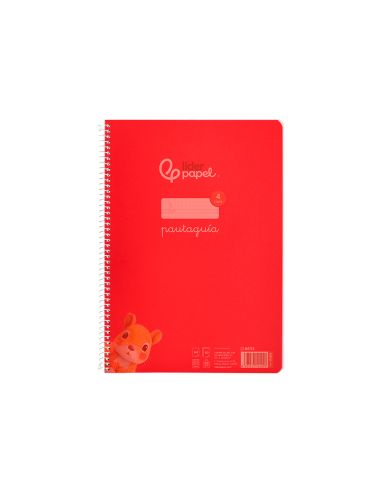 Cuaderno Espiral Liderpapel A4 Pautaguia Tapa Plastico 80H 90Gr Cuadro Pautado 4Mm Con Margen Color Rojo