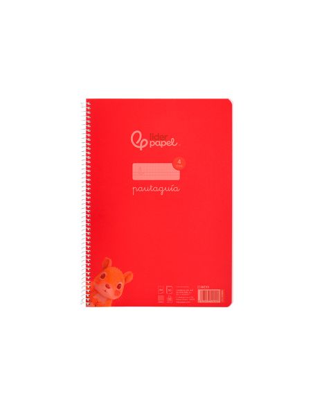 Cuaderno Espiral Liderpapel A4 Pautaguia Tapa Plastico 80H 90Gr Cuadro Pautado 4Mm Con Margen Color Rojo