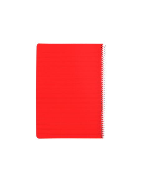 Cuaderno Espiral Liderpapel A4 Pautaguia Tapa Plastico 80H 90Gr Cuadro Pautado 4Mm Con Margen Color Rojo