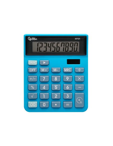Calculadora Liderpapel Sobremesa Xf21 10 Digitos Solar Y Pilas Color Azul 127X105X24 Mm