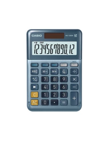 Calculadora Casio Ms-120Em Sobremesa 12 Digitos Tx +/- Color Azul