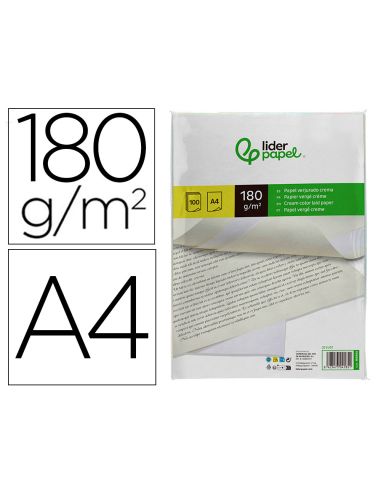 Papel Verjurado Liderpapel A4 180G/M2 Crema Paquete De 100 Hojas