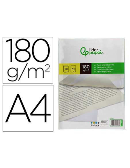 Papel Verjurado Liderpapel A4 180G/M2 Crema Paquete De 100 Hojas