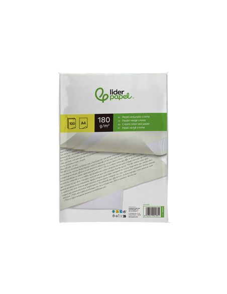 Papel Verjurado Liderpapel A4 180G/M2 Crema Paquete De 100 Hojas