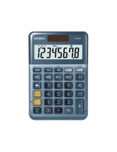 Calculadora Casio Ms-80E Sobremesa 8 Digitos Tx +/- Tecla Doble Cero Color Azul