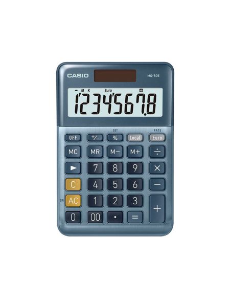 Calculadora Casio Ms-80E Sobremesa 8 Digitos Tx +/- Tecla Doble Cero Color Azul