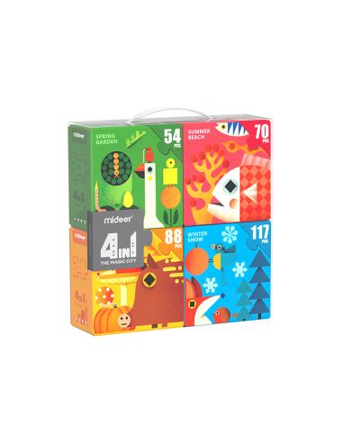 Puzle Mideer 4 En 1 Estaciones 54/70/88/117 Piezas