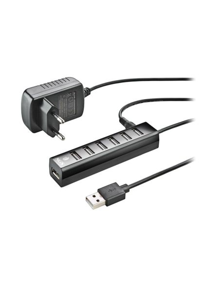 Hub Ngs Tiny 7 Puertos Con Adaptador Corriente Usb 2.0
