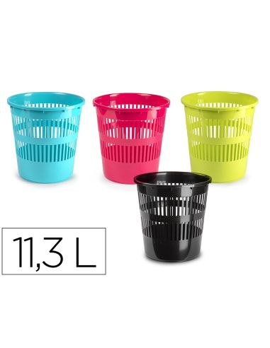 Papelera Plastico Plastiforte Colores Surtidos 11,3 Litros 275X275X280 Mm