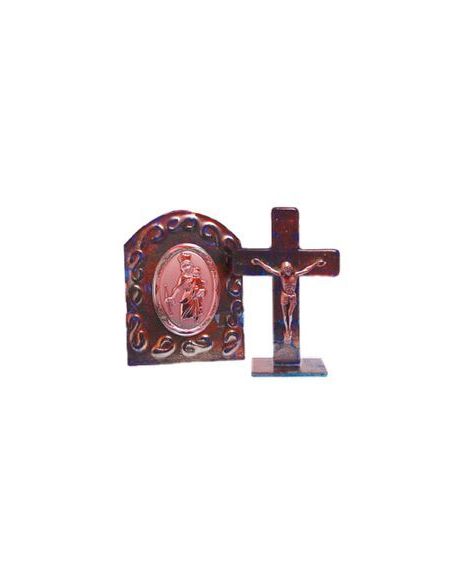 Cuadro Y Cruz Cristal Plata 13X18,5Cm Maria Auxiliadora