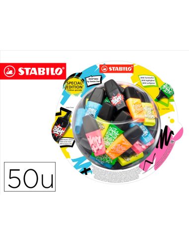 Rotulador Stabilo Boss Mini Fluorescente By Snooze One Expositor Bombonera De 50 Unidades Colores Surtidos