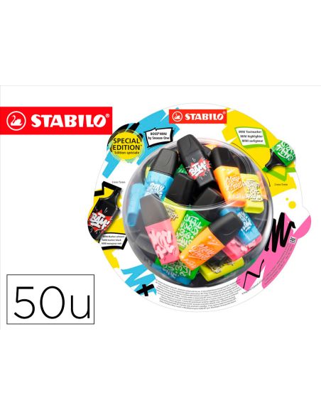 Rotulador Stabilo Boss Mini Fluorescente By Snooze One Expositor Bombonera De 50 Unidades Colores Surtidos