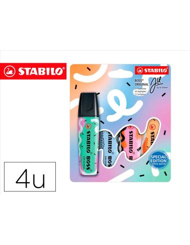 Rotulador Stabilo Boss Fluorescente Original Pastel By Ju Schnee Estuche De 4 Colores Surtidos