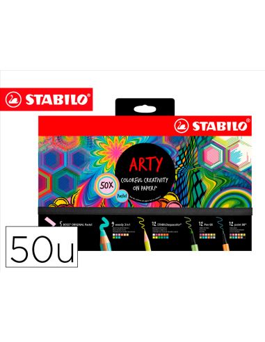 Set Stabilo Creativo Arty Line Pastel 50 Unidades Surtidas