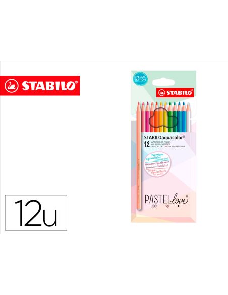 Lapices De Colores Stabilo Aquacolor Acuarelables Pastel Love Estuche Carton De 12 Colores Surtidos