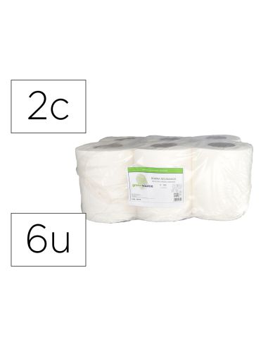 Papel Secamanos Bunzl Greensource Celulosa Blanco 2 Capas 200 Mm X 100 Mt Paquete De 6 Unidades