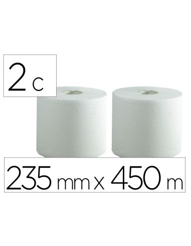 Papel Secamanos Bunzl Greensource Air Laid 2 Capas Celulosa Blanca 235 Mm X 450 Mt Paquete De 2 Rollos