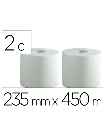 Papel Secamanos Bunzl Greensource Air Laid 2 Capas Celulosa Blanca 235 Mm X 450 Mt Paquete De 2 Rollos
