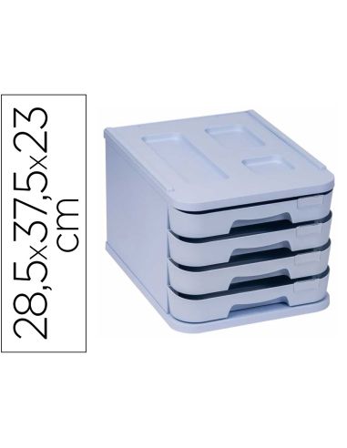 Fichero Cajones De Sobremesa Faibo Plastico 100% Reciclable 4 Cajones Azul Pastel 28,5X37,5X23 Cm
