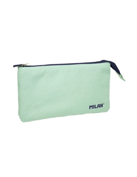 Bolso Escolar Portatodo Milan 1918 Collection 3 Cremalleras Y 5 Compartimentos Verde 215X35X125 Mm