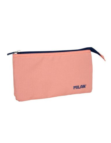 Bolso Escolar Portatodo Milan 1918 Collection 3 Cremalleras Y 5 Compartimentos Rosa 215X35X125 Mm