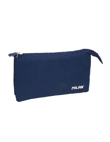 Bolso Escolar Portatodo Milan 1918 Collection 3 Cremalleras Y 5 Compartimentos Azul Marino 215X35X125 Mm
