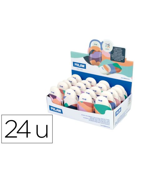 Goma De Borrar Milan The Fun Ovalada Con Funda Caja De 24 Unidades Colores Surtidos