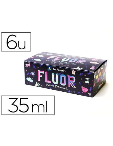 Pintura Acrilica La Pajarita Fluorescente 35 Ml Caja De 6 Unidades Colores Surtidos