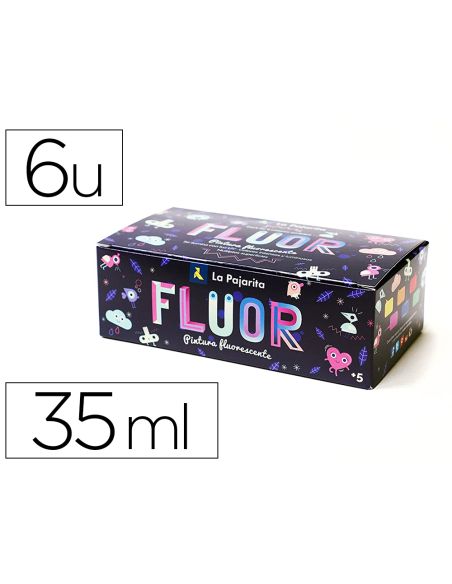Pintura Acrilica La Pajarita Fluorescente 35 Ml Caja De 6 Unidades Colores Surtidos