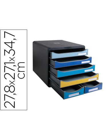 Fichero Cajones Sobremesa Exacompta Big Box Maxi Bee Blue 6 Cajones Colores Surtidos