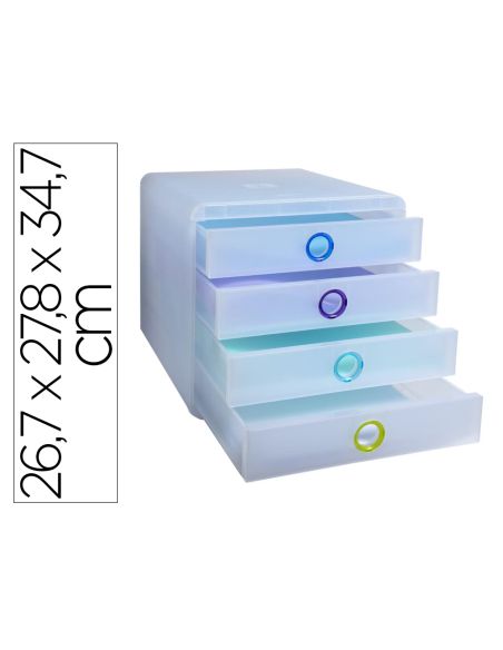 Fichero Cajones Sobremesa Exacompta Pop Box Translucido 4 Cajones Multicolor