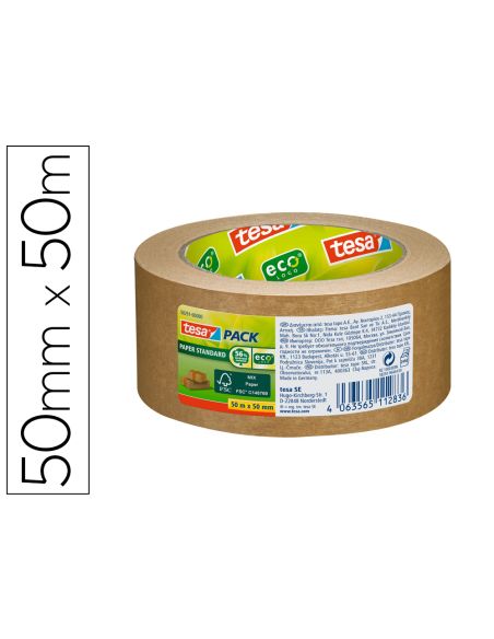 Cinta Adhesiva Tesa Eco Papel Color Kraft 50 Mt X 50 Mm Para Embalaje