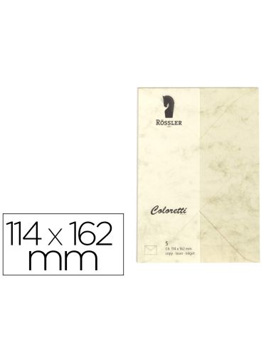 Sobre Rossler Coloretti C6 Ministro Color Marmol Crema 114X162 Mm Pack De 5 Unidades