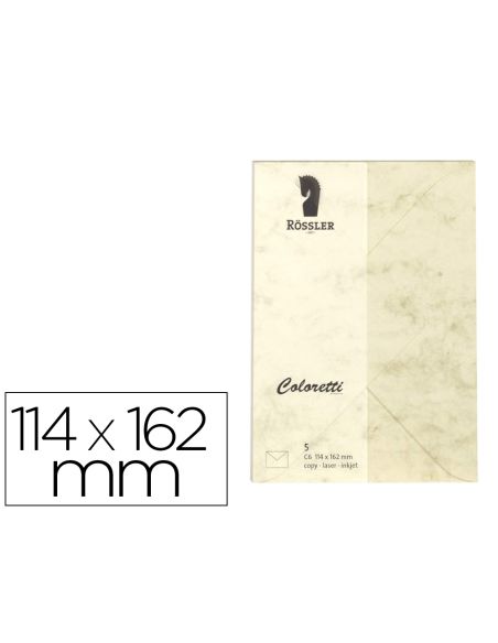 Sobre Rossler Coloretti C6 Ministro Color Marmol Crema 114X162 Mm Pack De 5 Unidades