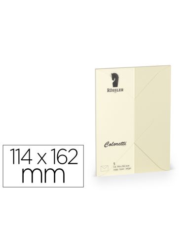 Sobre Rossler Coloretti C6 Ministro Color Crema 114X162 Mm Pack De 5 Unidades