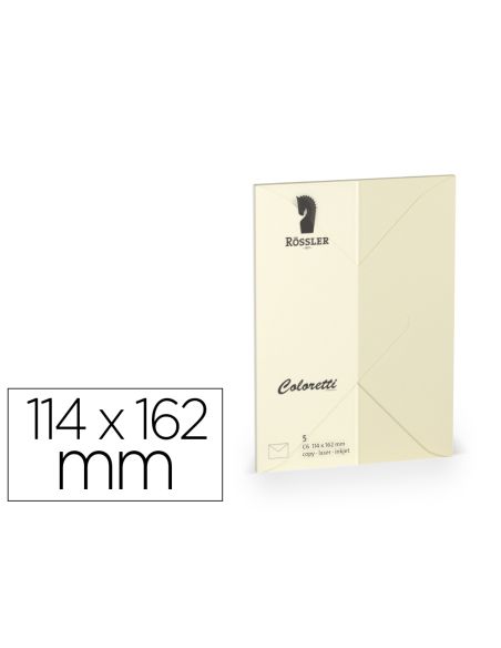 Sobre Rossler Coloretti C6 Ministro Color Crema 114X162 Mm Pack De 5 Unidades