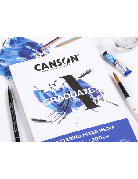 Bloc Dibujo Multitecnicas Canson Graduate Lettering Mixed Media 210X297 Mm Cm 20 Hojas 200 Gr/M2