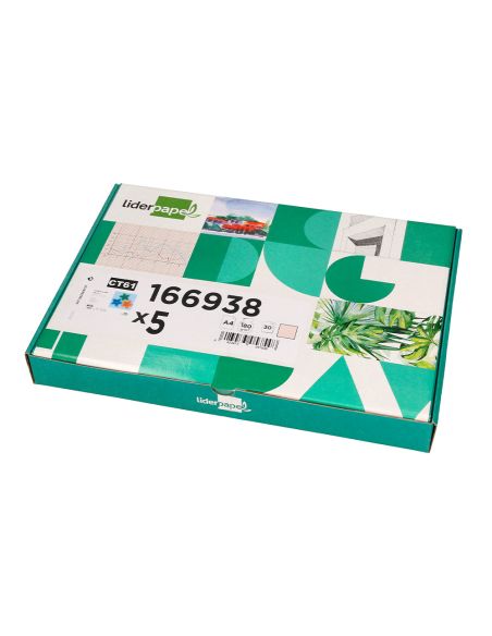Cartulina Liderpapel A4 180G/M2 Crema Paquete De 25+5 Hojas En Carpeta Dossier Transparente Con Cierre Velcro