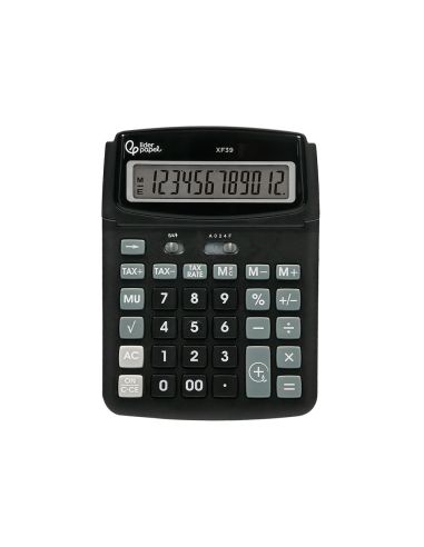 Calculadora Liderpapel Sobremesa Xf39 12 Digitos Solar Y Pilas Color Negro 190X140X32 Mm 40% Reciclada