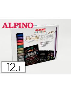 Rotulador Alpino Metallic Lettering Doble Punta Estuche De 12 Unidades Colores Surtidos
