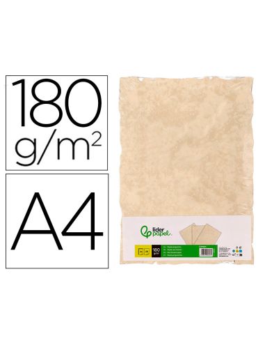 Papel Pergamino Liderpapel Din A4 Con Bordes 180 Gr Color Crema Paquete De 50 Hojas