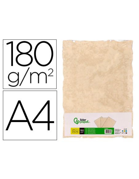 Papel Pergamino Liderpapel Din A4 Con Bordes 180 Gr Color Crema Paquete De 50 Hojas