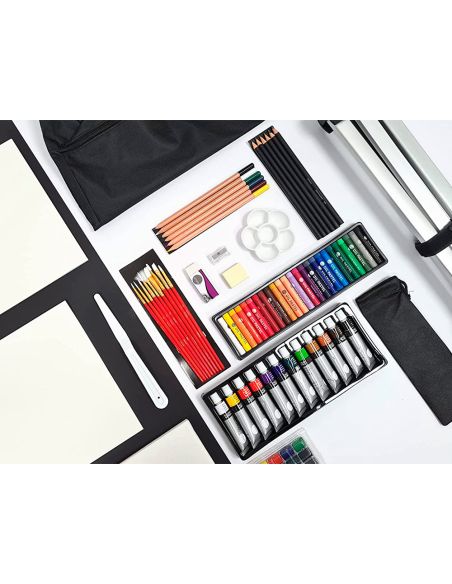 Set De Pinturas Daler Rowney 115 Piezas Con Caballete De Aluminio Plegable 457X73X584 Mm
