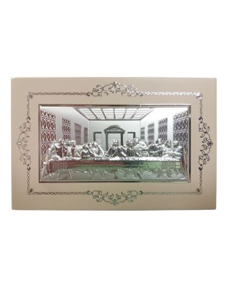 Cuadro Madera Crema Santa Cena Plata 32,21,5Cm