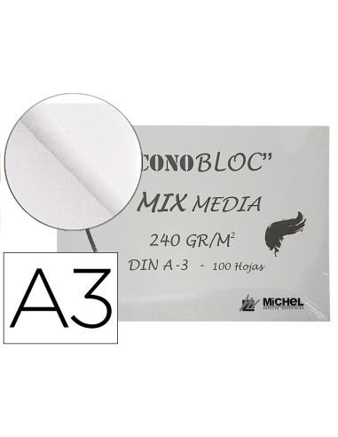Bloc Dibujo Multitecnicas Michel Econobloc Mix Media Din A3 Encolado 100 Hojas 240 Gr 297X420 Mm