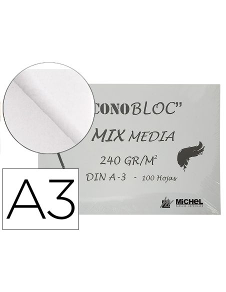 Bloc Dibujo Multitecnicas Michel Econobloc Mix Media Din A3 Encolado 100 Hojas 240 Gr 297X420 Mm