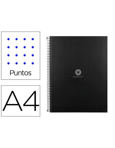 Cuaderno Espiral A4 Micro Antartik Dots Tapa Forrada 80H 90 Gr Rayado Puntos 1 Banda 4 Taladros Negro|Libreriasalesiana