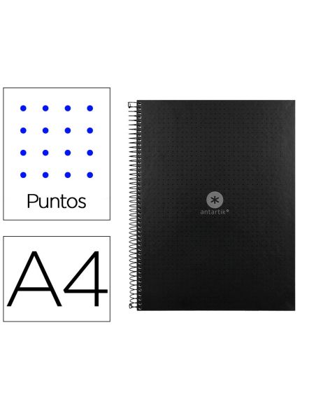 Cuaderno Espiral A4 Micro Antartik Dots Tapa Forrada 80H 90 Gr Rayado Puntos 1 Banda 4 Taladros Negro|Libreriasalesiana