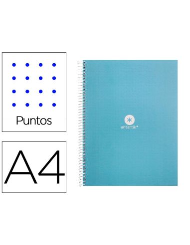 Cuaderno Espiral A4 Micro Antartik Dots Tapa Forrada 80H 90 Gr Rayado Puntos 1 Banda 4 Taladros Celeste|Libreriasalesiana